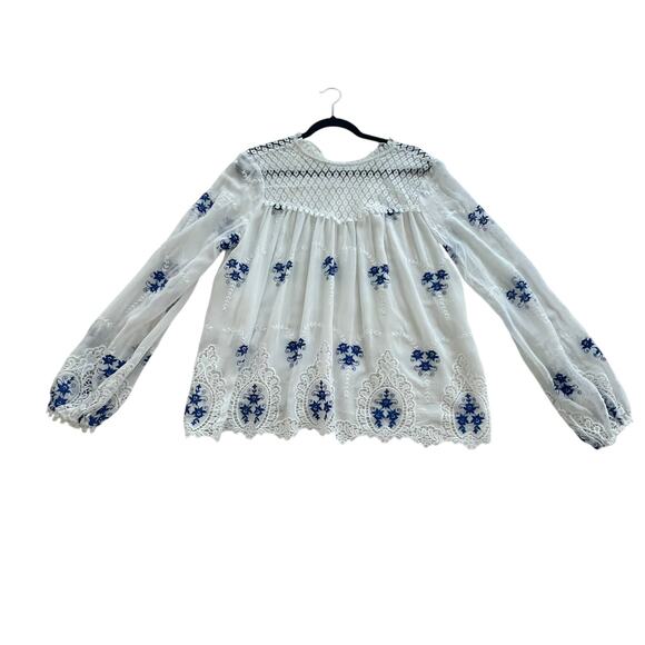 Endless Rose Women’s Long Sleeve Embroidered Lace Blouse Top Size Large Fairy - Picture 3 of 7